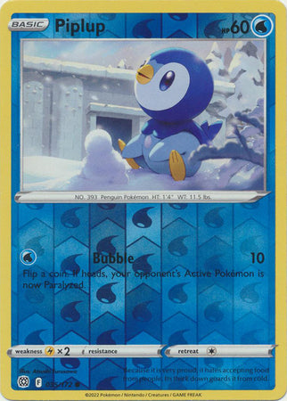 بطاقة بوكيمون بريليانت ستارز 035/172 35/172 Piplup Reverse Holo Common