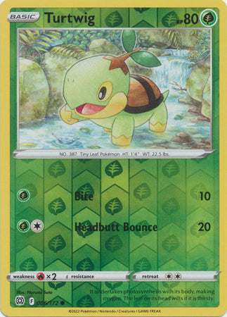 Pokemon Card Brilliant Stars 006/172 6/172 Turtwig Reverse Holo Common