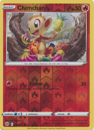 Pokemon Card Brilliant Stars 024/172 24/172 Chimchar Reverse Holo Common