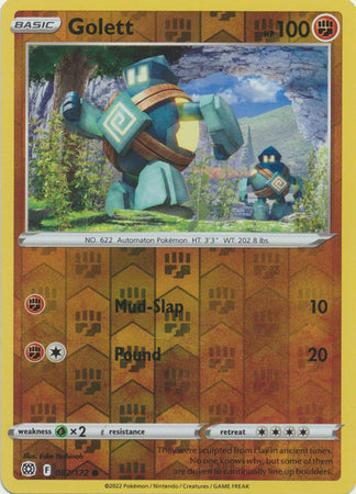 Pokemon Card Brilliant Stars 082/172 82/172 Golett Reverse Holo Common