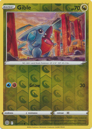 Pokemon Card Brilliant Stars 107/172 Gible Reverse Holo Common