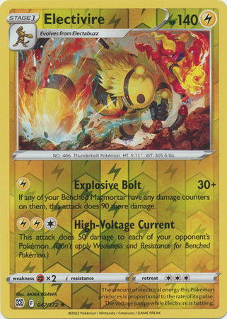 Pokemon Card Brilliant Stars 047/172 47/172 Electivire Reverse Holo Rare