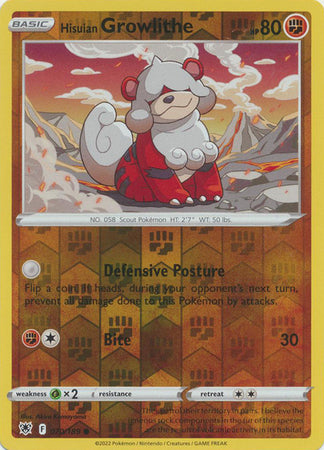 Pokemon Card Astral Radiance 70/189 070/189 Hisuian Growlithe Reverse Holo Common