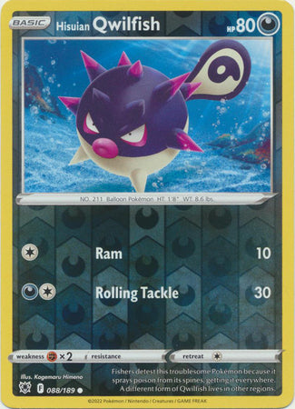 Pokemon Card Astral Radiance 88/189 088/189 Hisuian Qwilfish Reverse Holo Common