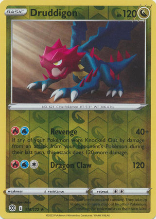 Pokemon Card Brilliant Stars 113/172 Druddigon Reverse Holo Rare