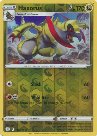 Pokemon Card Brilliant Stars 112/172 Haxorus Reverse Holo Rare