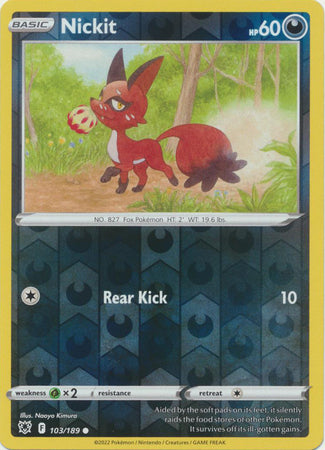 Pokemon Card Astral Radiance 103/189 Nickit Reverse Holo Common