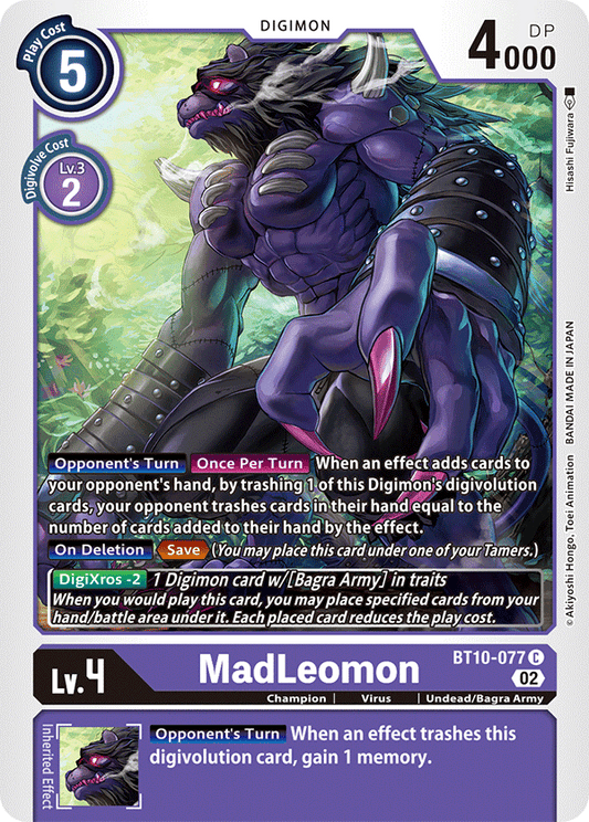 Digimon Card Xros Encounter MadLeomon BT10-077 C