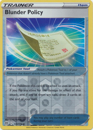 Pokemon Card Brilliant Stars 131/172 Blunder Policy Reverse Holo Uncommon