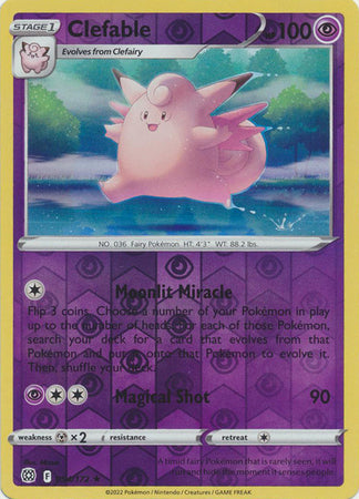 Pokemon Card Brilliant Stars 054/172 54/172 Clefable Reverse Holo Rare