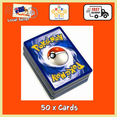 50 Pokemon -kort Bulk (sjældne og foliekort garanteret - ingen dubletter)