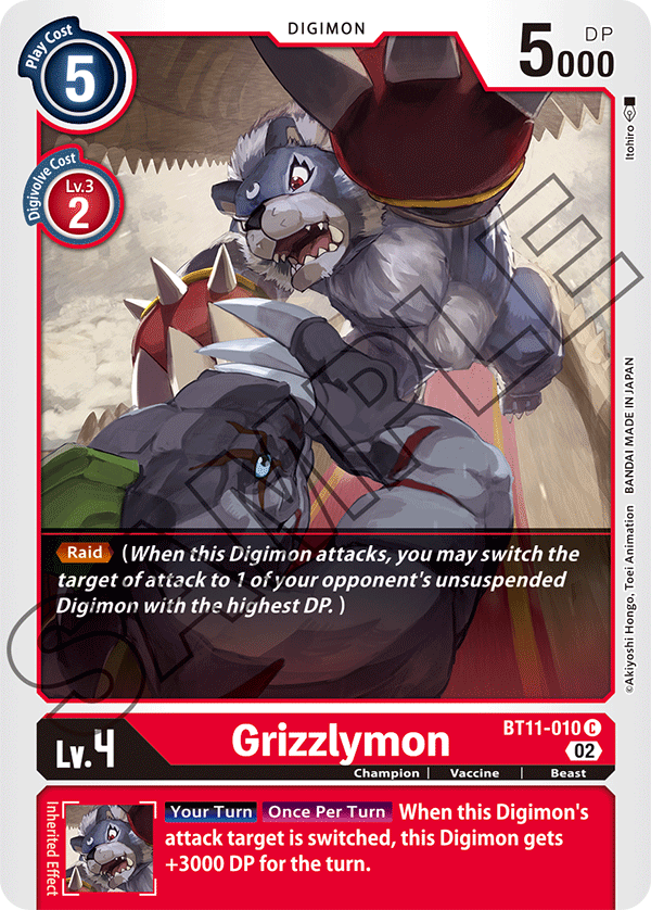 Digimon Card Dimensional Phase Grizzlymon BT11-010 C