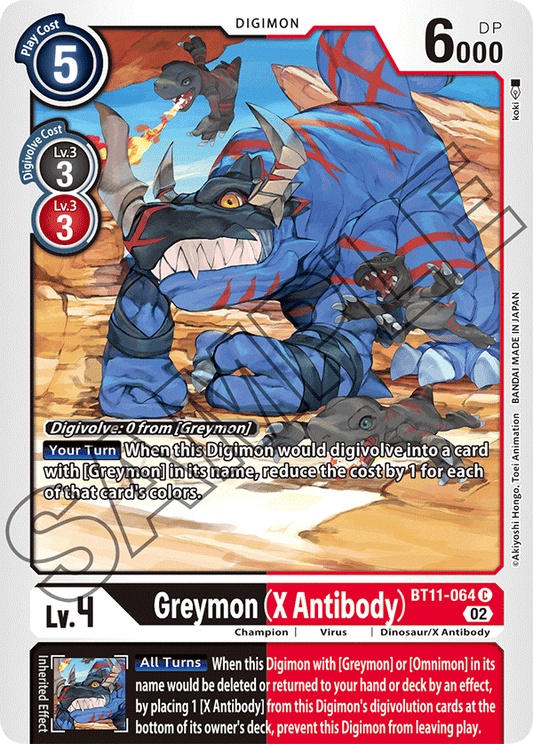 Digimon Card Dimensional Phase Greymon (X Antibody) BT11-064 C (Foil)
