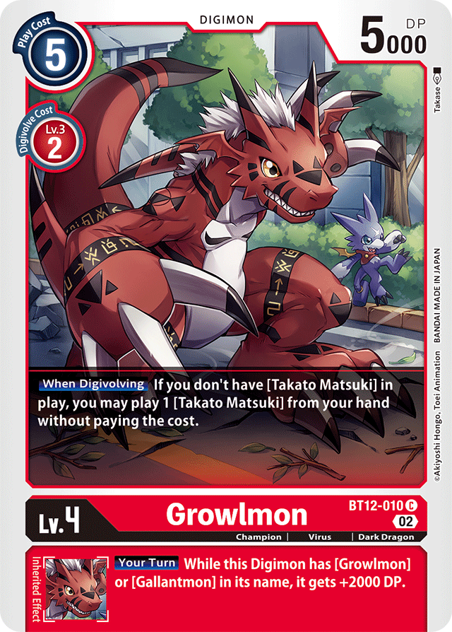 Digimon Card Across Time Growlmon BT12-010 C