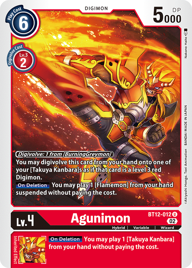 Digimon Card Across Time Agunimon BT12-012 U