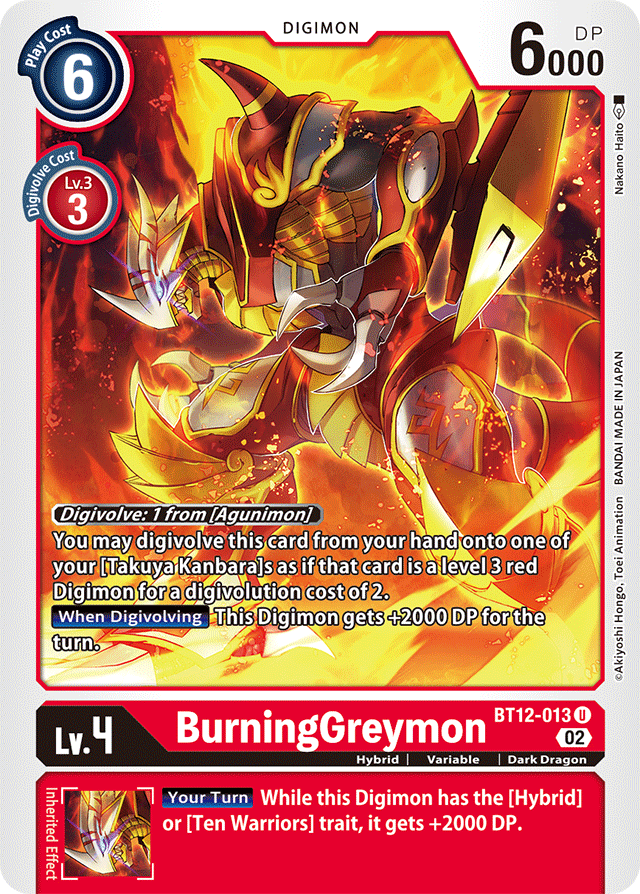 Digimon Card Across Time BurningGreymon BT12-013 U