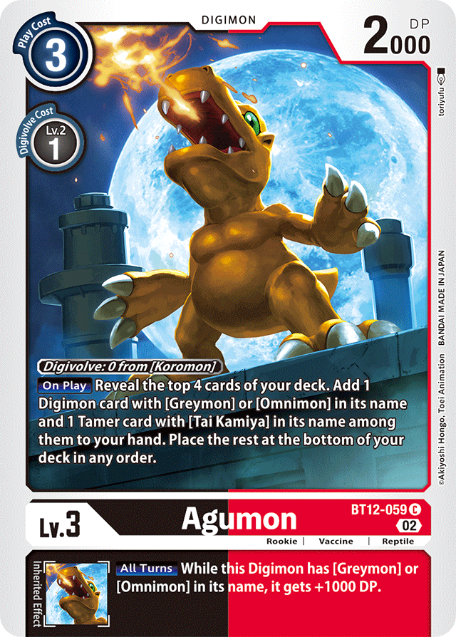 Digimon Card Across Time Agumon BT12-059 C