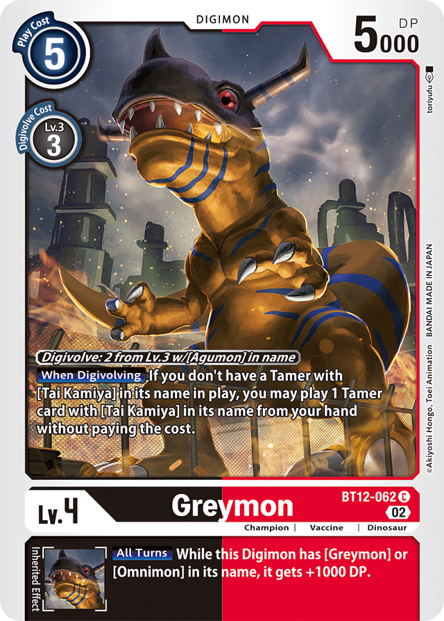 Digimon Card Across Time Greymon BT12-062 C