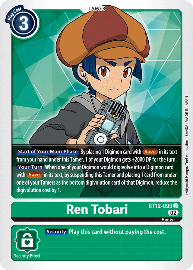 Digimon Card Across Time Ren Tobari BT12-093 U