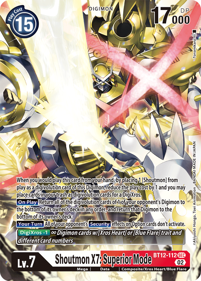 Digimon Card Across Time Shoutmon X7: Superior Mode BT12-112 SEC