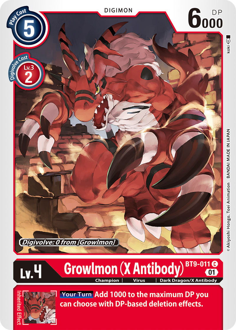 Digimon Card X Record Growlmon (X Antibody) BT9-011 C