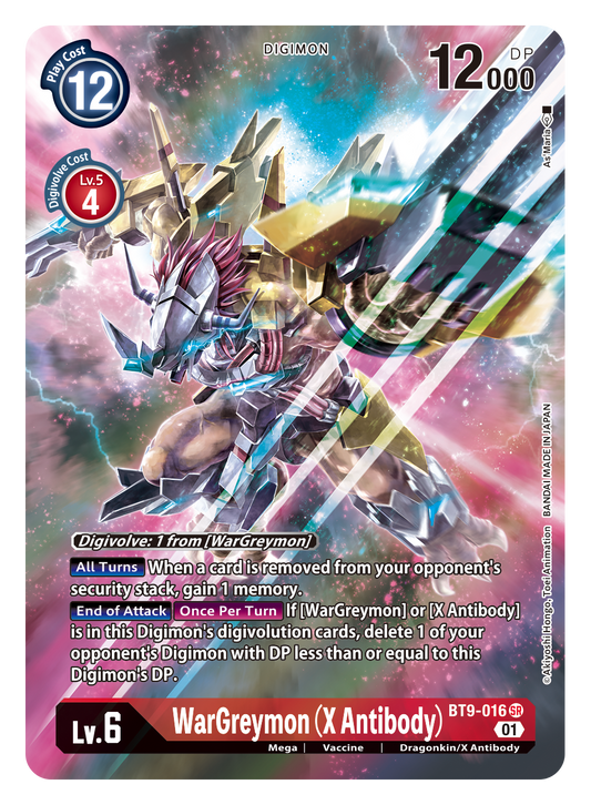Digimon Card X Record WarGreymon (X Antibody) Alt Art BT9-016 SR