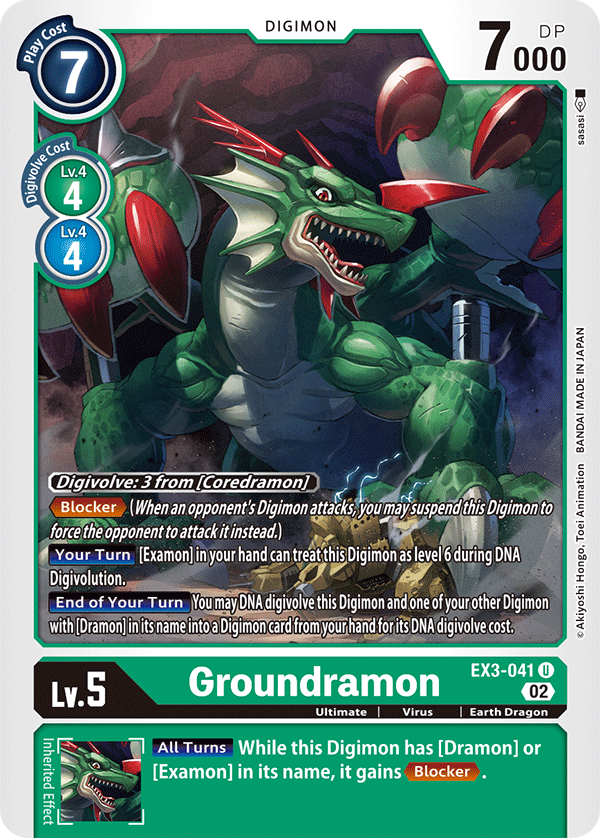 Digimon Card Draconic Roar Groundramon EX3-041 U