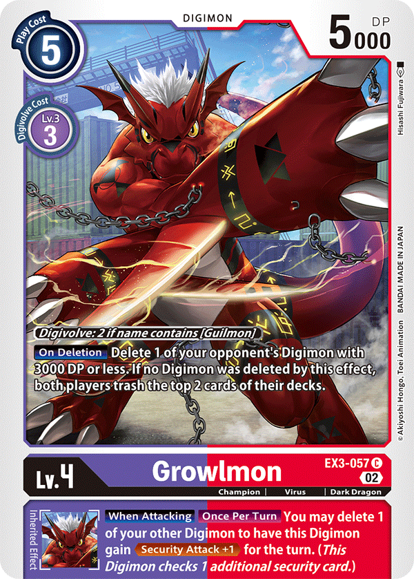 Digimon Card Draconic Roar Growlmon EX3-057 C