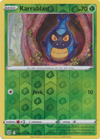 Pokemon Card Brilliant Stars 015/172 15/172 Karrablast Reverse Holo Common