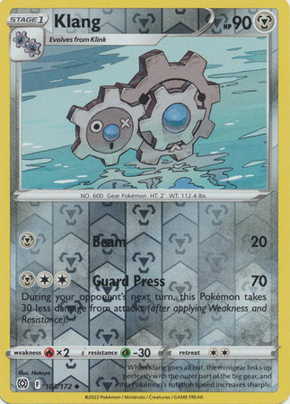 Pokemon Card Brilliant Stars 103/172 Klang Reverse Holo Uncommon