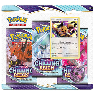 POKEMON TCG Sword and Shield Chilling Reign Three Booster Blister - EEVEE