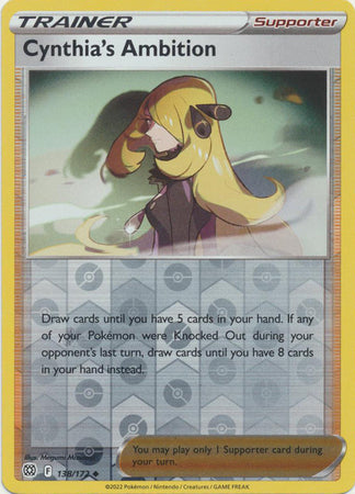 Pokemon Card Brilliant Stars 138/172 Cynthia's Ambition Reverse Holo Uncommon