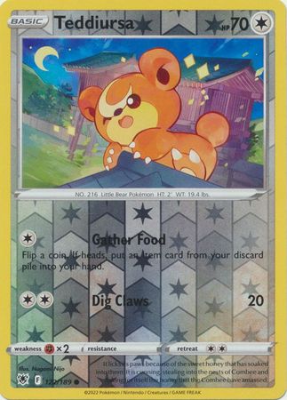 Pokemon Card Astral Radiance 122/189 Teddiursa Reverse Holo Common