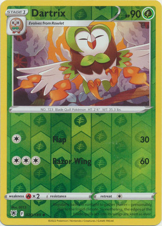 Pokemon Card Astral Radiance 20/189 020/189 Dartrix Reverse Holo Uncommon