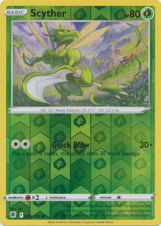 Pokemon Card Astral Radiance 5/189 005/189 Scyther Reverse Holo Common