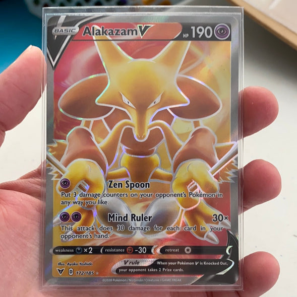 <transcy>بطاقة بوكيمون Vivid Voltage 172/185 Alakazam V Full Art</transcy>