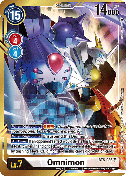 Digimon Card Battle of Omni Omnimon BT5-086 SR Alternate Art Nakano Haito