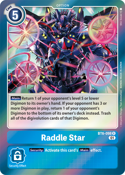 بطاقة Digimon Double Diamond Raddle Star BT6-098 R