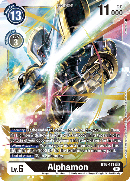 Digimon Card Double Diamond Alphamon BT6-111 SEC