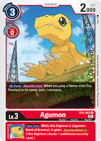 بطاقة Digimon Double Diamond Agumon BT6-007 U