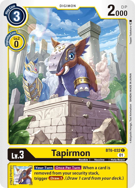 بطاقة Digimon Double Diamond Tapirmon BT6-032 C