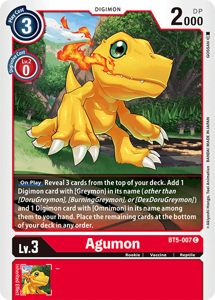 Digimon Card Battle of Omni Agumon BT5-007 C