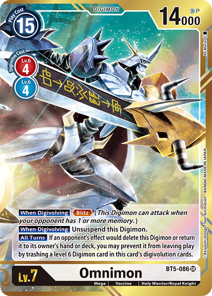 Digimon Card Battle of Omni Omnimon BT5-086 SR Alternate Art As'Maria