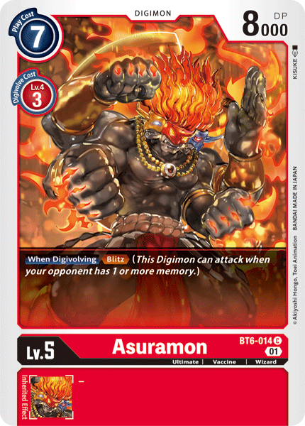 بطاقة Digimon Double Diamond Asuramon BT6-014 C