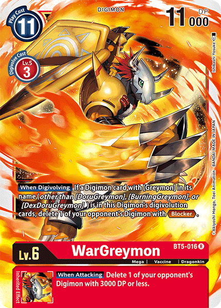 Digimon Card Battle of Omni WarGreymon BT5-016 R