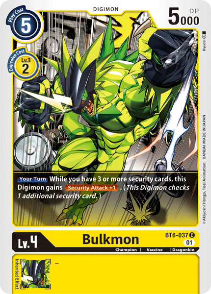 بطاقة Digimon Double Diamond Bulkmon BT6-037 C