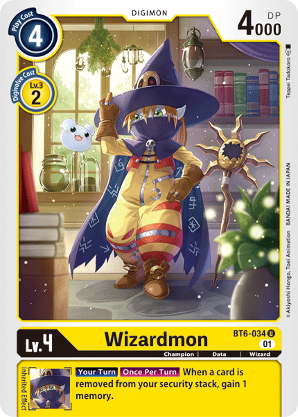 بطاقة Digimon Double Diamond Wizardmon BT6-034 U