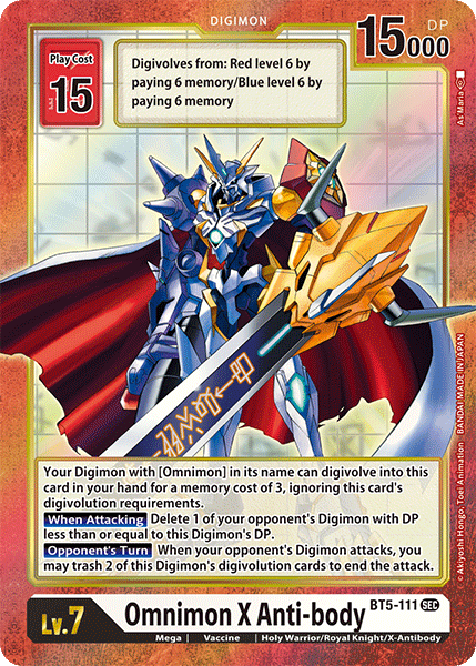 Digimon Card Battle of Omni Omnimon X-Anti-body BT5-111 SEC Alternate Art