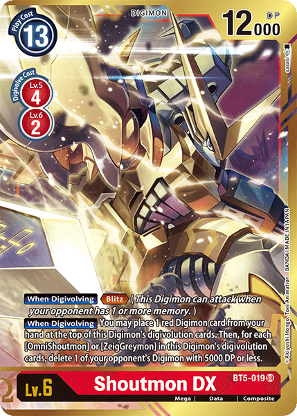 Digimon Card Battle of Omni Shoutmon DX BT5-019 SR Alternate  Art