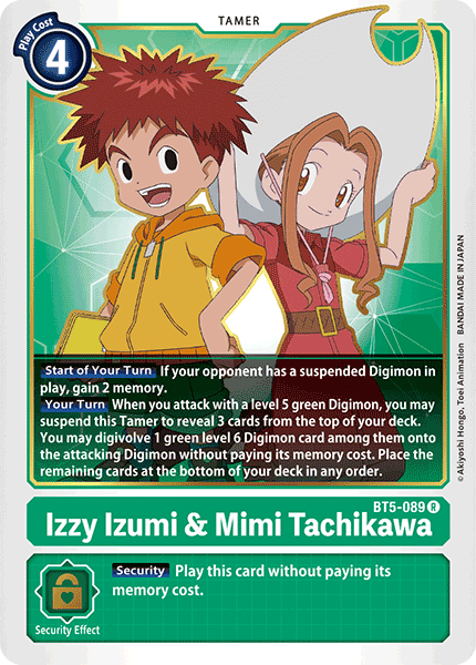 Digimon Card Battle of Omni Izzy Izumi & Mimi Tachikawa BT5-089 R